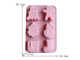 Molde silicona arbol navidad y 5 figuras